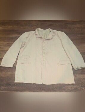 Men's Lightweight Cream Button-Front Shirt Jacket 56R